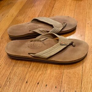 Rainbow Women’s Double Layer Arch Support Premier Leather 1" Strap cafe Size L